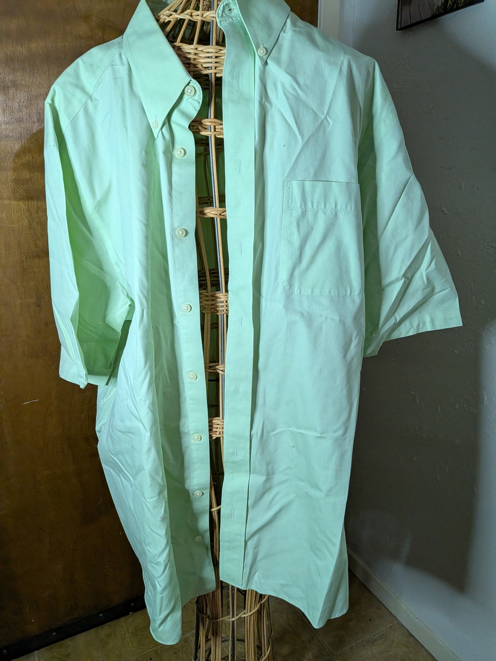 Eddie Bauer Men's Mint Green Short-Sleeve Button-Down Shirt